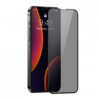 Baseus 2x Full screen 0,3 mm Anti Spy tempered glass with a frame iPhone 13 mini (SGQP010601) (case friendly)