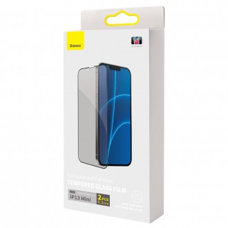 Baseus 2x Full screen 0,3 mm Anti Spy tempered glass with a frame iPhone 13 mini (SGQP010601) (case friendly)