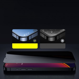 Baseus 2x Full screen 0,3 mm Anti Spy tempered glass with a frame iPhone 13 mini (SGQP010601) (case friendly)
