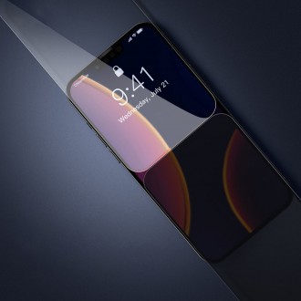 Baseus 2x Full screen 0,3 mm Anti Spy tempered glass with a frame iPhone 13 mini (SGQP010601) (case friendly)