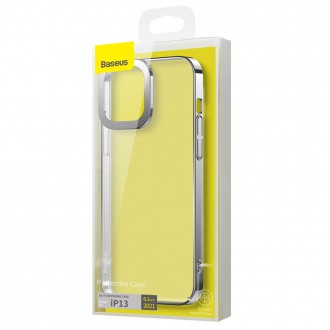 Baseus Glitter Case průhledný kryt iPhone 13 stříbrný (ARMC000312)