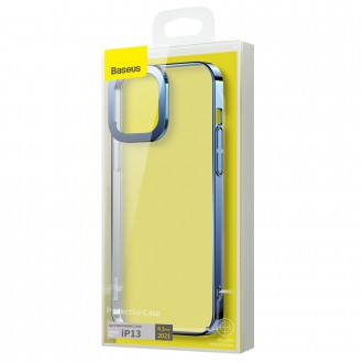Baseus Glitter Case průhledný kryt pro iPhone 13 modrý (ARMC000603)