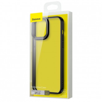 Baseus Crystal Phone Case hard case for iPhone 13 with TPU frame black (ARJT000001)