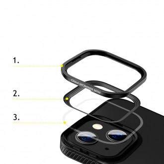 Baseus Crystal Phone Case hard case for iPhone 13 with TPU frame black (ARJT000001)