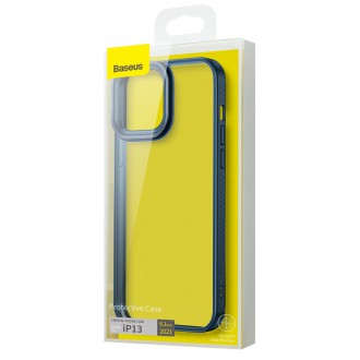 Baseus Crystal Phone Case hard case for iPhone 13 with TPU frame blue (ARJT000603)