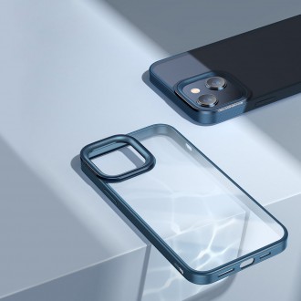 Baseus Crystal Phone Case hard case for iPhone 13 with TPU frame blue (ARJT000603)