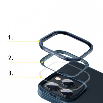 Baseus Crystal Phone Case Armor Case pro iPhone 13 Pro Max s gelovým rámem modrý (ARJT000803)