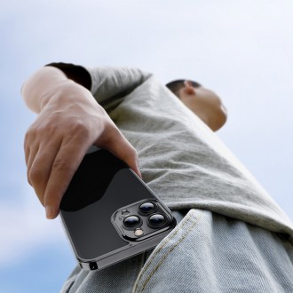 Ochranný kryt Baseus Frosted Glass Case pro iPhone 13 Pro Max Hard Cover s gelovým rámem černý (ARWS000501)