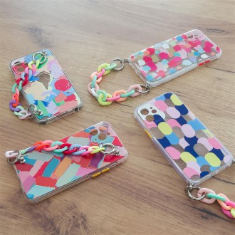 Color Chain Case gel flexible elastic case cover with a chain pendant for iPhone 13 Pro multicolour  (3)