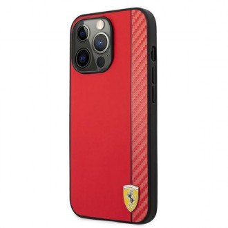 Ferrari FESAXHCP13LRE iPhone 13 Pro/13 6,1&quot; červený/červený pevný obal On Track Carbon Stripe
