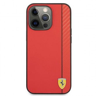 Ferrari FESAXHCP13LRE iPhone 13 Pro/13 6,1&quot; červený/červený pevný obal On Track Carbon Stripe