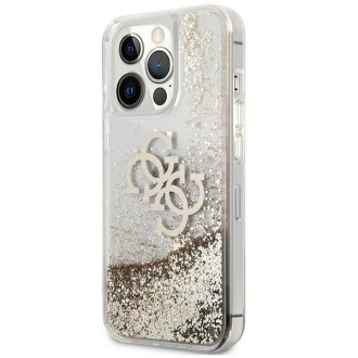 Guess GUHCP13LLG4GGO iPhone 13 Pro / 13 6,1&quot; zlatý/zlatý pevný obal 4G Big Liquid Glitter