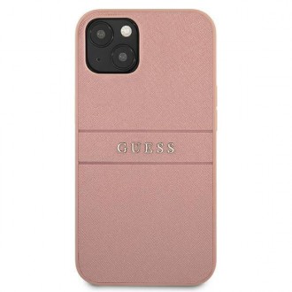 Guess GUHCP13SPSASBPI iPhone 13 mini 5,4&quot; růžový/růžový pevný obal Saffiano Stripe