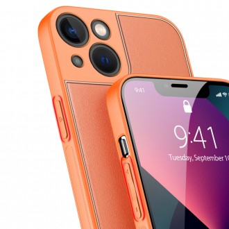 Dux Ducis Yolo elegant case made of soft TPU and PU leather for iPhone 13 mini orange