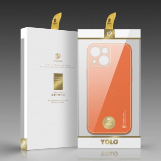 Dux Ducis Yolo elegant case made of soft TPU and PU leather for iPhone 13 mini orange