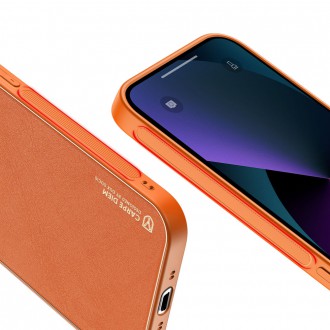 Dux Ducis Yolo elegant case made of soft TPU and PU leather for iPhone 13 mini orange