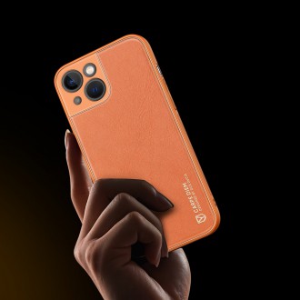Dux Ducis Yolo elegant case made of soft TPU and PU leather for iPhone 13 mini orange