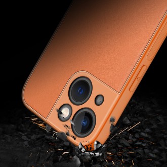 Dux Ducis Yolo elegant case made of soft TPU and PU leather for iPhone 13 mini orange