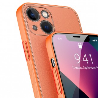 Dux Ducis Yolo elegant case made of soft TPU and PU leather for iPhone 13 orange