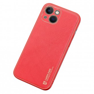 Dux Ducis Yolo elegant case made of soft TPU and PU leather for iPhone 13 red