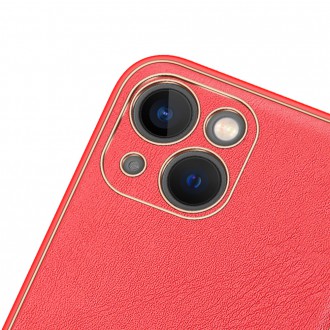 Dux Ducis Yolo elegant case made of soft TPU and PU leather for iPhone 13 red