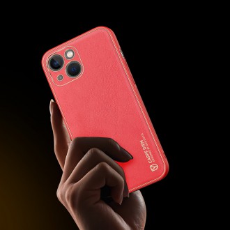 Dux Ducis Yolo elegant case made of soft TPU and PU leather for iPhone 13 red