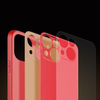 Dux Ducis Yolo elegant case made of soft TPU and PU leather for iPhone 13 red