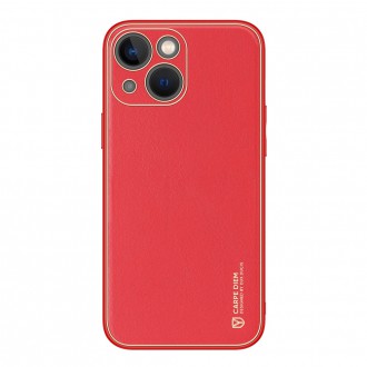 Dux Ducis Yolo elegant case made of soft TPU and PU leather for iPhone 13 red
