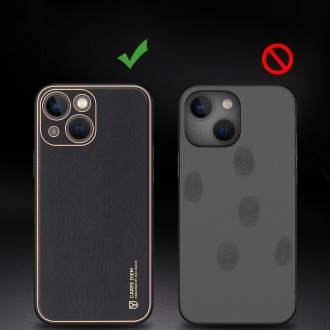 Dux Ducis Yolo elegant case made of soft TPU and PU leather for iPhone 13 red