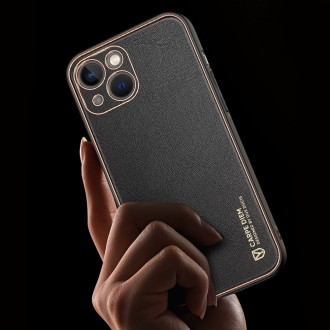 Dux Ducis Yolo elegant case made of soft TPU and PU leather for iPhone 13 red