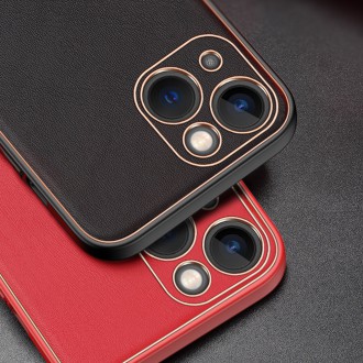Dux Ducis Yolo elegant case made of soft TPU and PU leather for iPhone 13 red