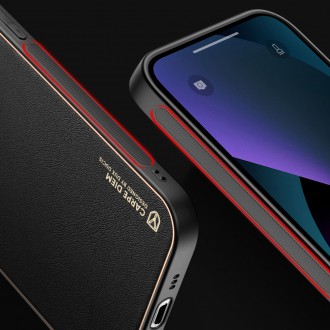 Dux Ducis Yolo elegant case made of soft TPU and PU leather for iPhone 13 red