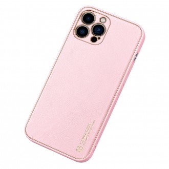 Dux Ducis Yolo elegant case made of soft TPU and PU leather for iPhone 13 Pro pink