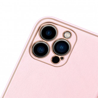 Dux Ducis Yolo elegant case made of soft TPU and PU leather for iPhone 13 Pro pink
