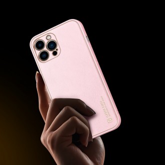Dux Ducis Yolo elegant case made of soft TPU and PU leather for iPhone 13 Pro pink