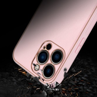 Dux Ducis Yolo elegant case made of soft TPU and PU leather for iPhone 13 Pro pink