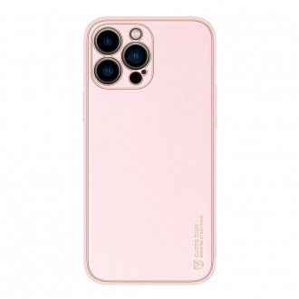 Dux Ducis Yolo elegant case made of soft TPU and PU leather for iPhone 13 Pro pink