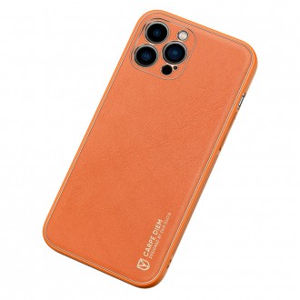 Dux Ducis Yolo elegant case made of soft TPU and PU leather for iPhone 13 Pro orange