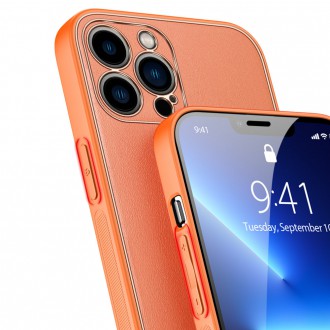 Dux Ducis Yolo elegant case made of soft TPU and PU leather for iPhone 13 Pro orange