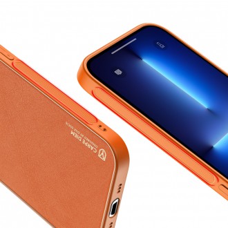 Dux Ducis Yolo elegant case made of soft TPU and PU leather for iPhone 13 Pro orange