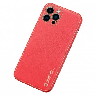 Dux Ducis Yolo elegant case made of soft TPU and PU leather for iPhone 13 Pro red