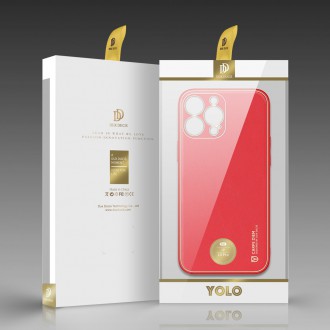 Dux Ducis Yolo elegant case made of soft TPU and PU leather for iPhone 13 Pro red