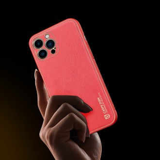 Dux Ducis Yolo elegant case made of soft TPU and PU leather for iPhone 13 Pro red