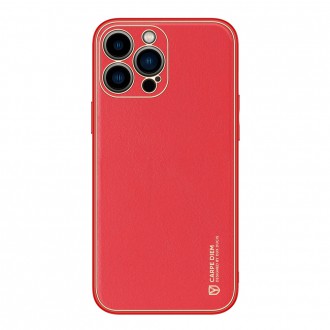 Dux Ducis Yolo elegant case made of soft TPU and PU leather for iPhone 13 Pro red