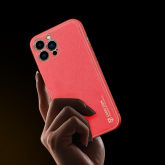 Dux Ducis Yolo elegant case made of soft TPU and PU leather for iPhone 13 Pro Max red