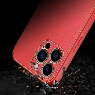 Dux Ducis Yolo elegant case made of soft TPU and PU leather for iPhone 13 Pro Max red