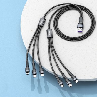 Remax Jany Series multi-functional 6in1 USB cable - micro USB + USB Type C + Lightning / micro USB + USB Type C + Lightning 2m black (RC-124)