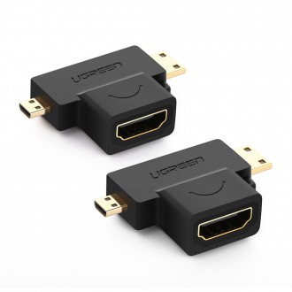 Ugreen adapter HDMI Type A (female) to mini HDMI (male) / micro HDMI (male) black (20144)