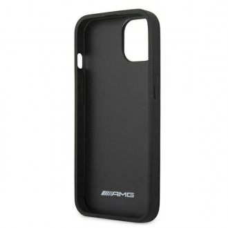 AMG AMHCP13MGSEBK iPhone 13 6,1" czarny/black hardcase Leather Debossed Lines