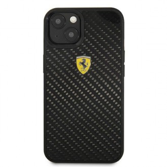 Ferrari FEHCP13SFCABK iPhone 13 mini 5,4&quot; černý/černý pevný obal On Track Real Carbon